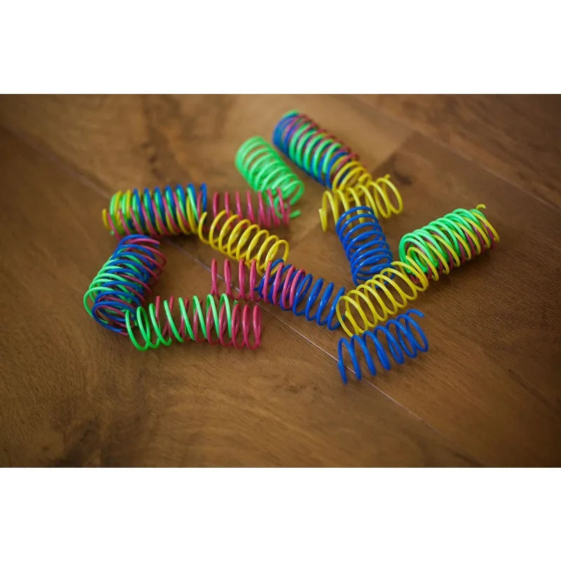 Colorful Cat Spring Toys, 3" Bouncy Coils for Indoor Cats & Kittens to Swat, Chase, Bite, Multi-Color, 10-Pack