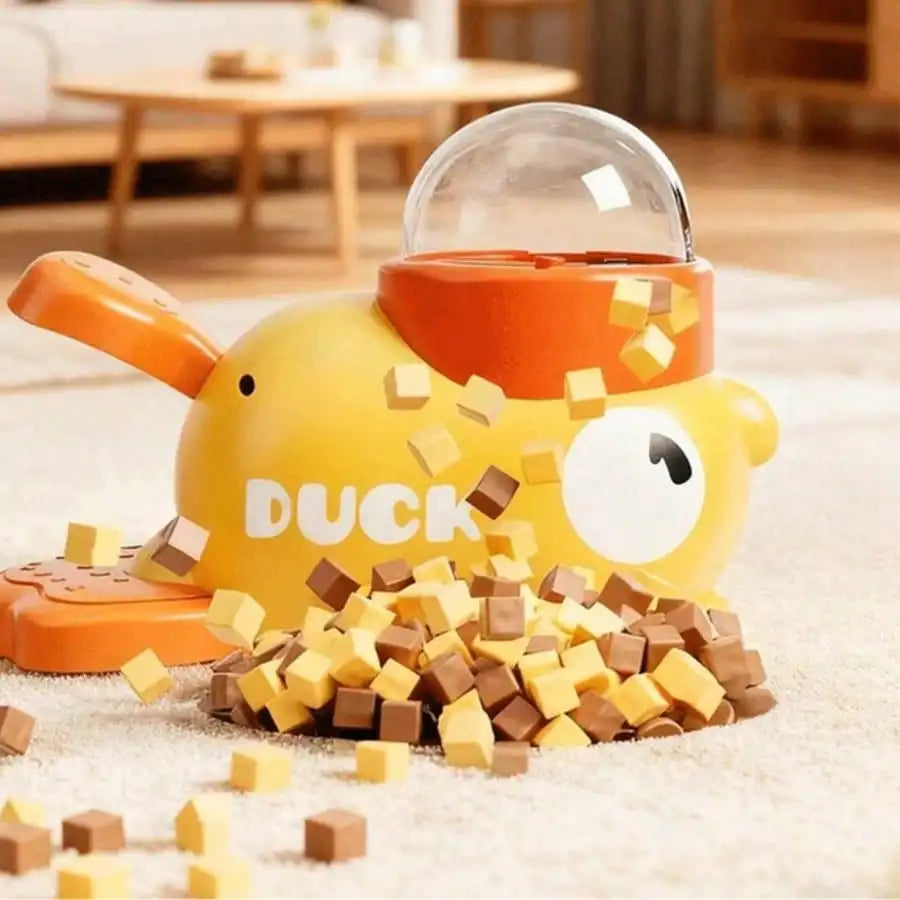 Interactive Duck Shaped Pet Feeding Toy, Durable Plastic Puzzle Feeding Toy, Orange Beak And Feet Design, Battery-Free, Suitable For Small To Large Pets Fun Food Dispensing Game, Sturdy Pet Toy, Pet Feeding Station, Fun Pet D