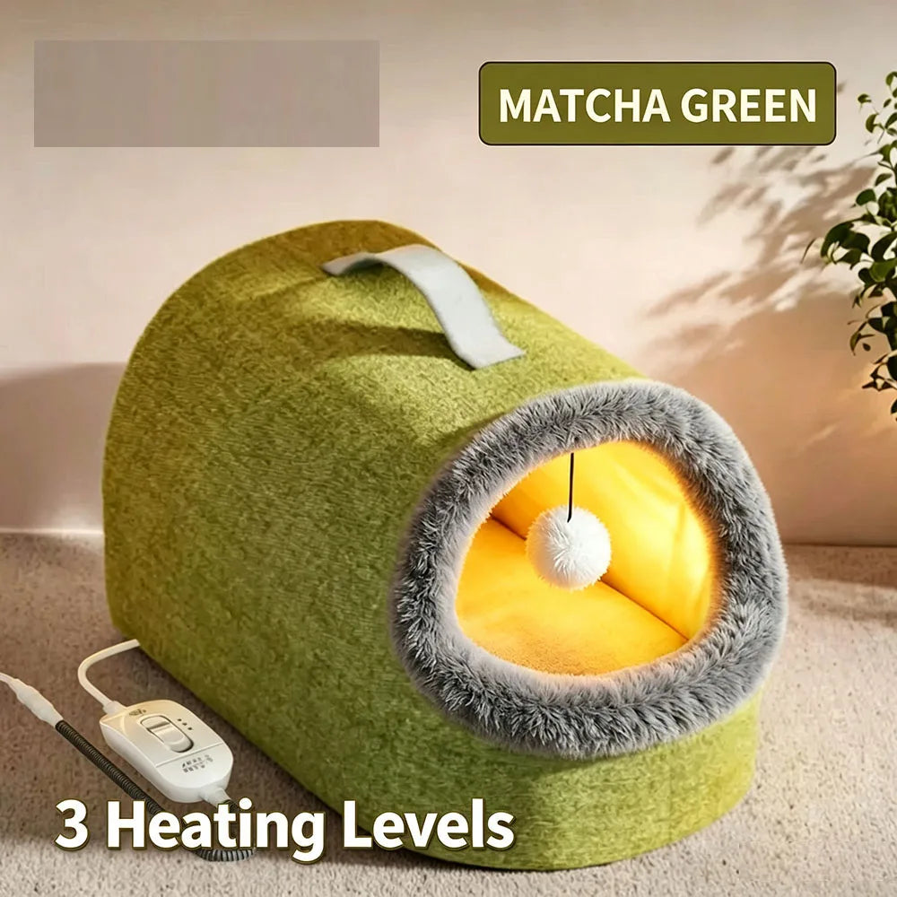 Heated Cat Bed Enclosed Pet House Winter Warm Auto‑Overheat Shut‑Off Resistant Thermal Sleeping Bed For Cats Small Dogs