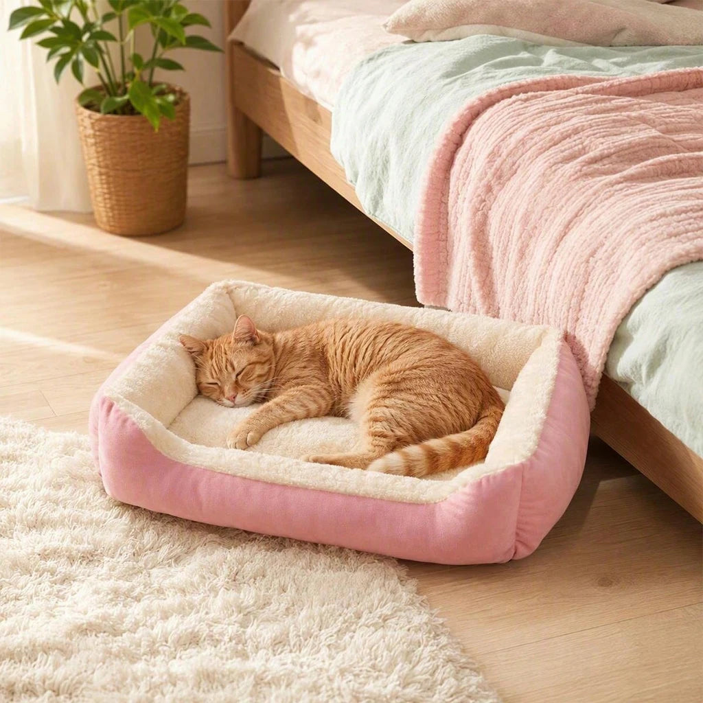 Pet Bed Warm Plush Pet Bed, Soft Corduroy Puppy Sleeping Mat with Raised Edges, Orthopedic Dog Sofa Bed for Small Medium lagre pet