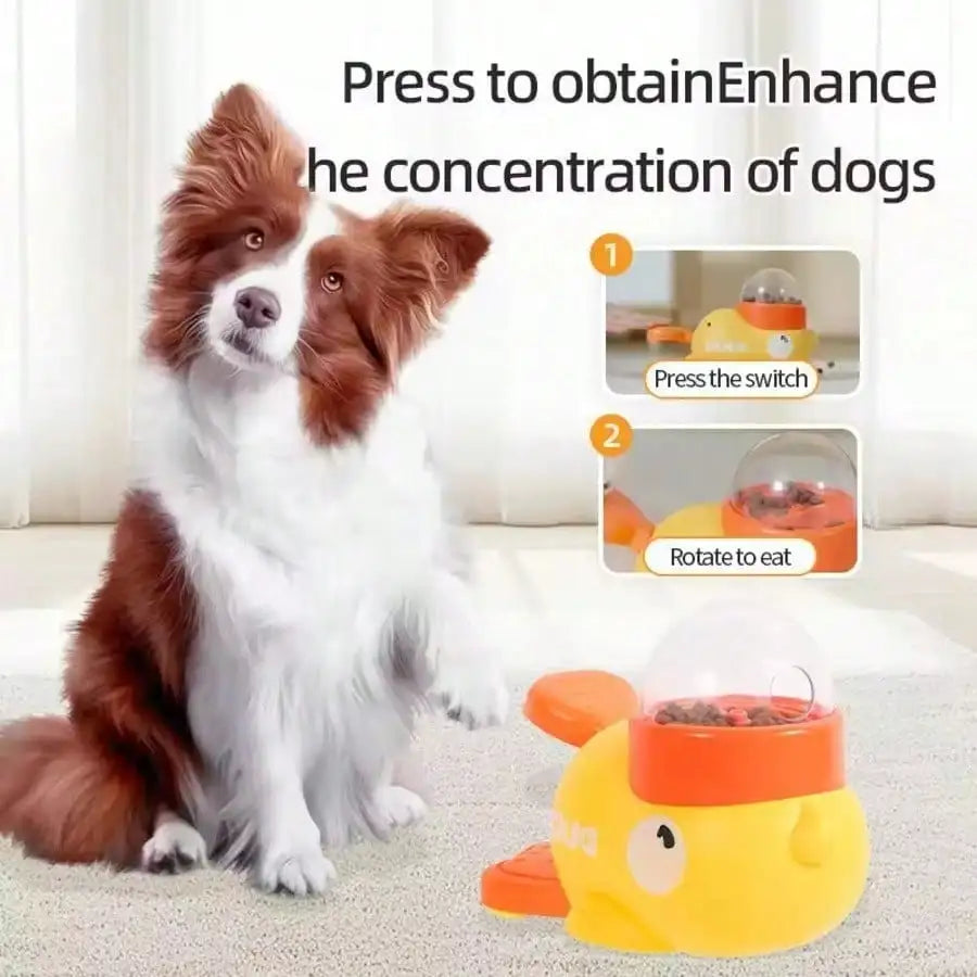 Interactive Duck Shaped Pet Feeding Toy, Durable Plastic Puzzle Feeding Toy, Orange Beak And Feet Design, Battery-Free, Suitable For Small To Large Pets Fun Food Dispensing Game, Sturdy Pet Toy, Pet Feeding Station, Fun Pet D