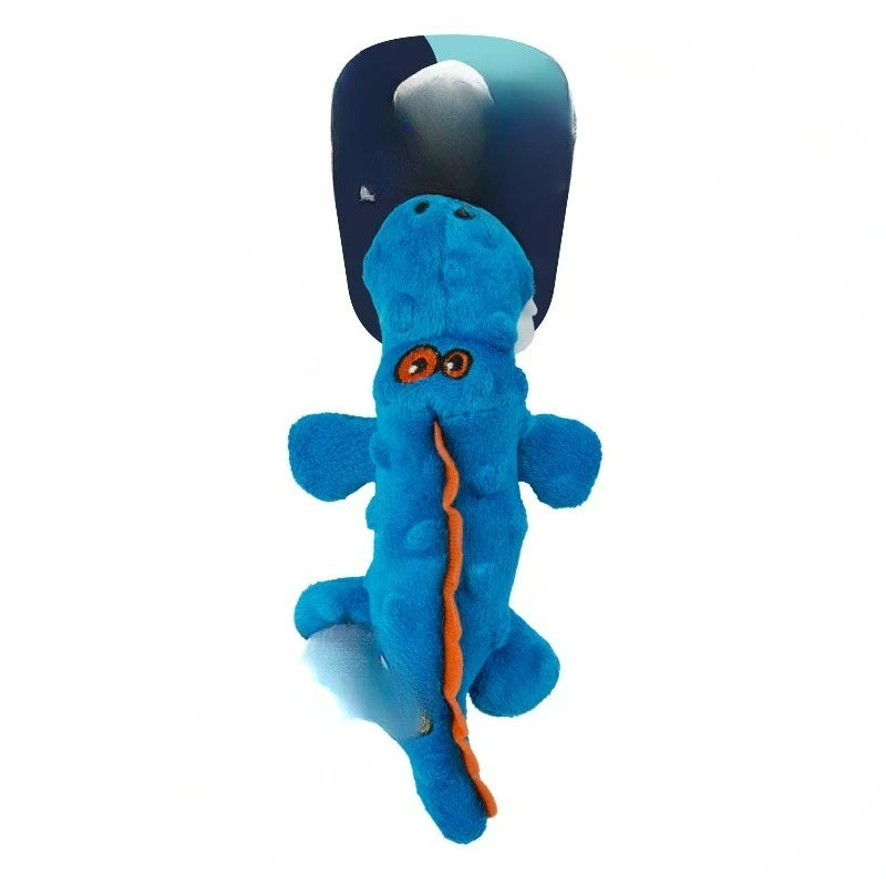 Gators Squeaky Plush Dog Toy, Chew Guard Technology, Blue, Mini