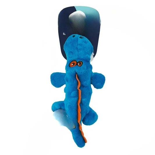 Gators Squeaky Plush Dog Toy, Chew Guard Technology, Blue, Mini