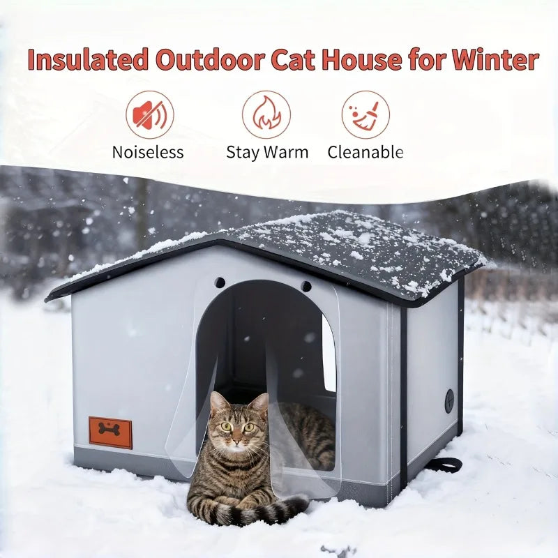 Winter Outdoor Cat House Ultimate warmth, featuring an eave and escape door Designed for stray cats Outdoor cat shelter