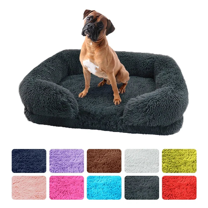 Dog Bed Dog Plush Pet Bed Winter Thickened Pad Dog Sleeping Bed Sofa Removable Pad Dog Small Large Dog Square Kennel