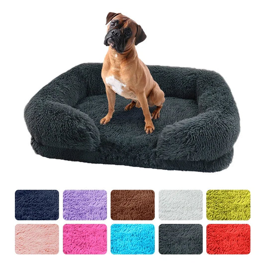 Dog Bed Dog Plush Pet Bed Winter Thickened Pad Dog Sleeping Bed Sofa Removable Pad Dog Small Large Dog Square Kennel