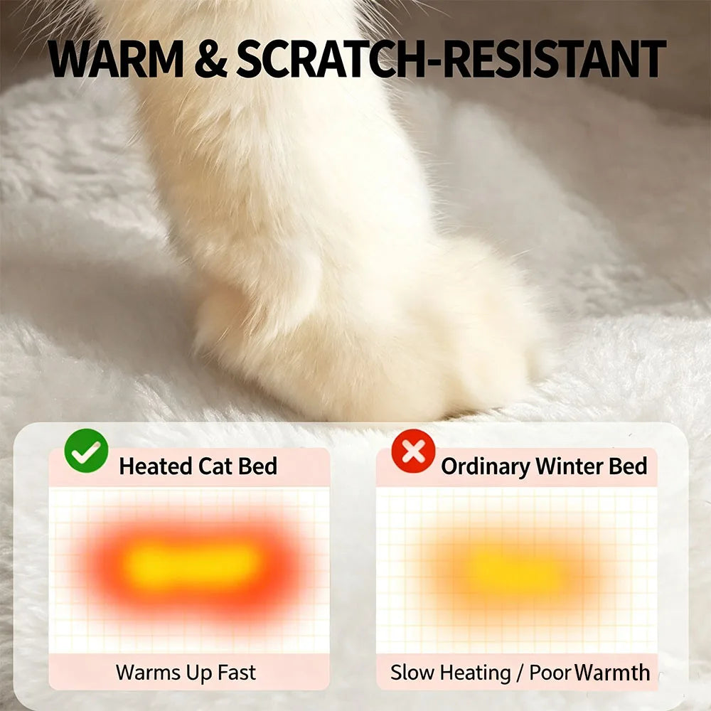 Heated Cat Bed Enclosed Pet House Winter Warm Auto‑Overheat Shut‑Off Resistant Thermal Sleeping Bed For Cats Small Dogs
