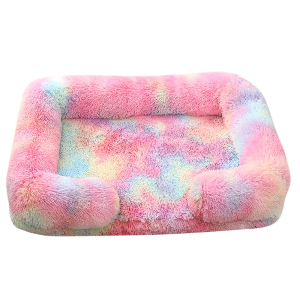 Dog Bed Dog Plush Pet Bed Winter Thickened Pad Dog Sleeping Bed Sofa Removable Pad Dog Small Large Dog Square Kennel