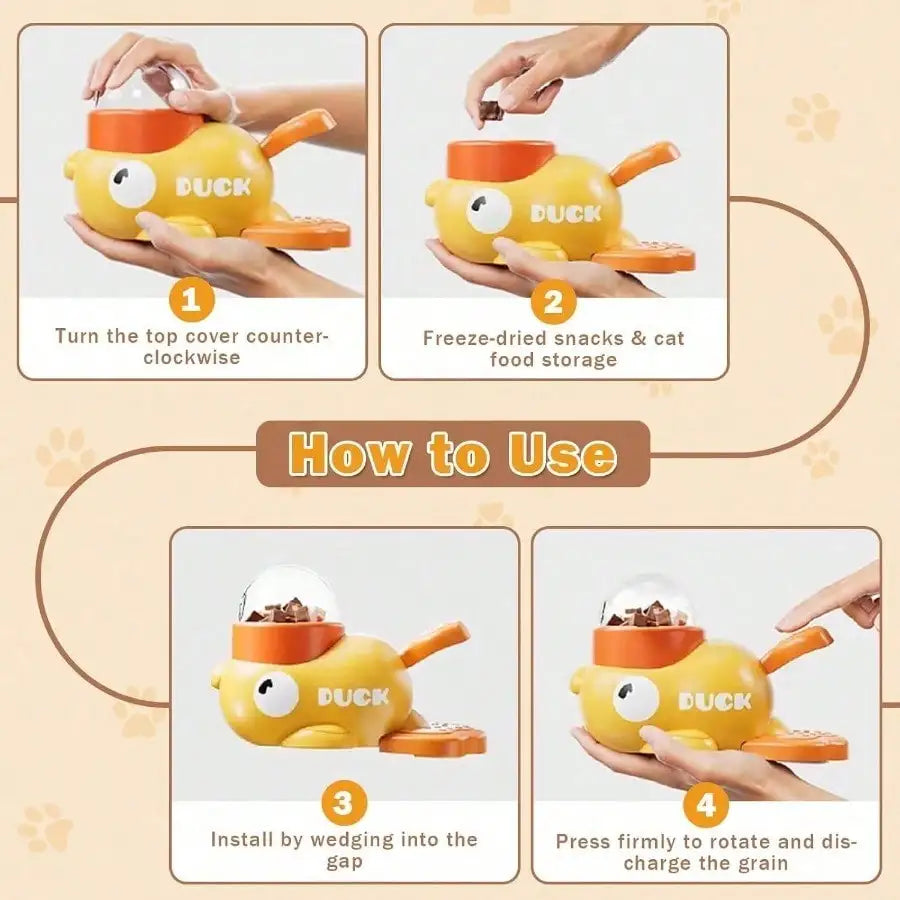 Interactive Duck Shaped Pet Feeding Toy, Durable Plastic Puzzle Feeding Toy, Orange Beak And Feet Design, Battery-Free, Suitable For Small To Large Pets Fun Food Dispensing Game, Sturdy Pet Toy, Pet Feeding Station, Fun Pet D