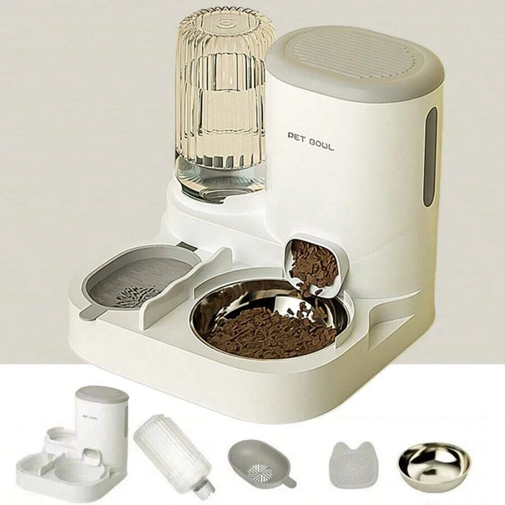 2-in-1 Automatic Cat Feeder and Water Dispenser Gravity Auto Pet Food Bowl Washable Drinking Fountain Indoor Pet Supplies