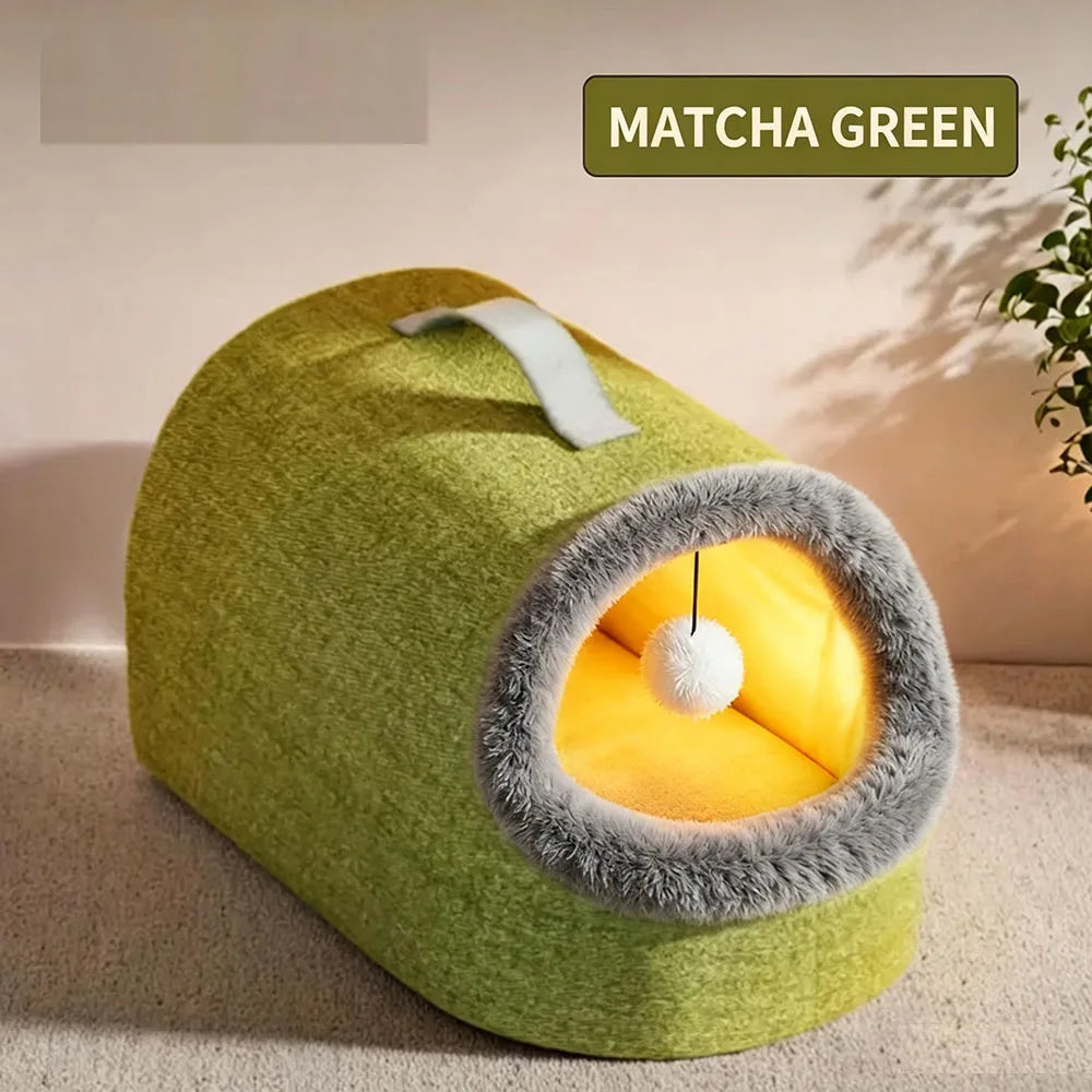 Heated Cat Bed Enclosed Pet House Winter Warm Auto‑Overheat Shut‑Off Resistant Thermal Sleeping Bed For Cats Small Dogs