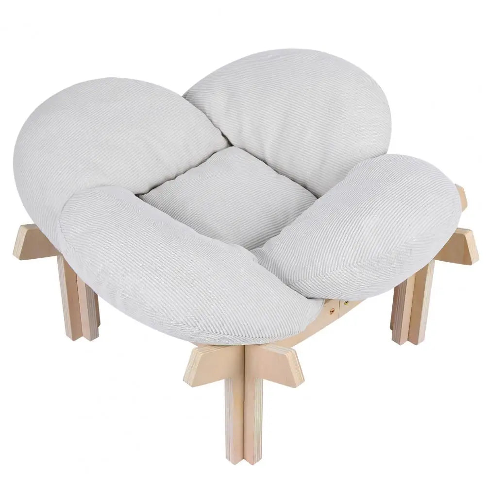 Petal‑Shaped Elevated Wooden Cat Bed Sofa, Raised Pet Lounge Chair with Removable Fluffy Cushion 40lbs Capacity Cats Puppy