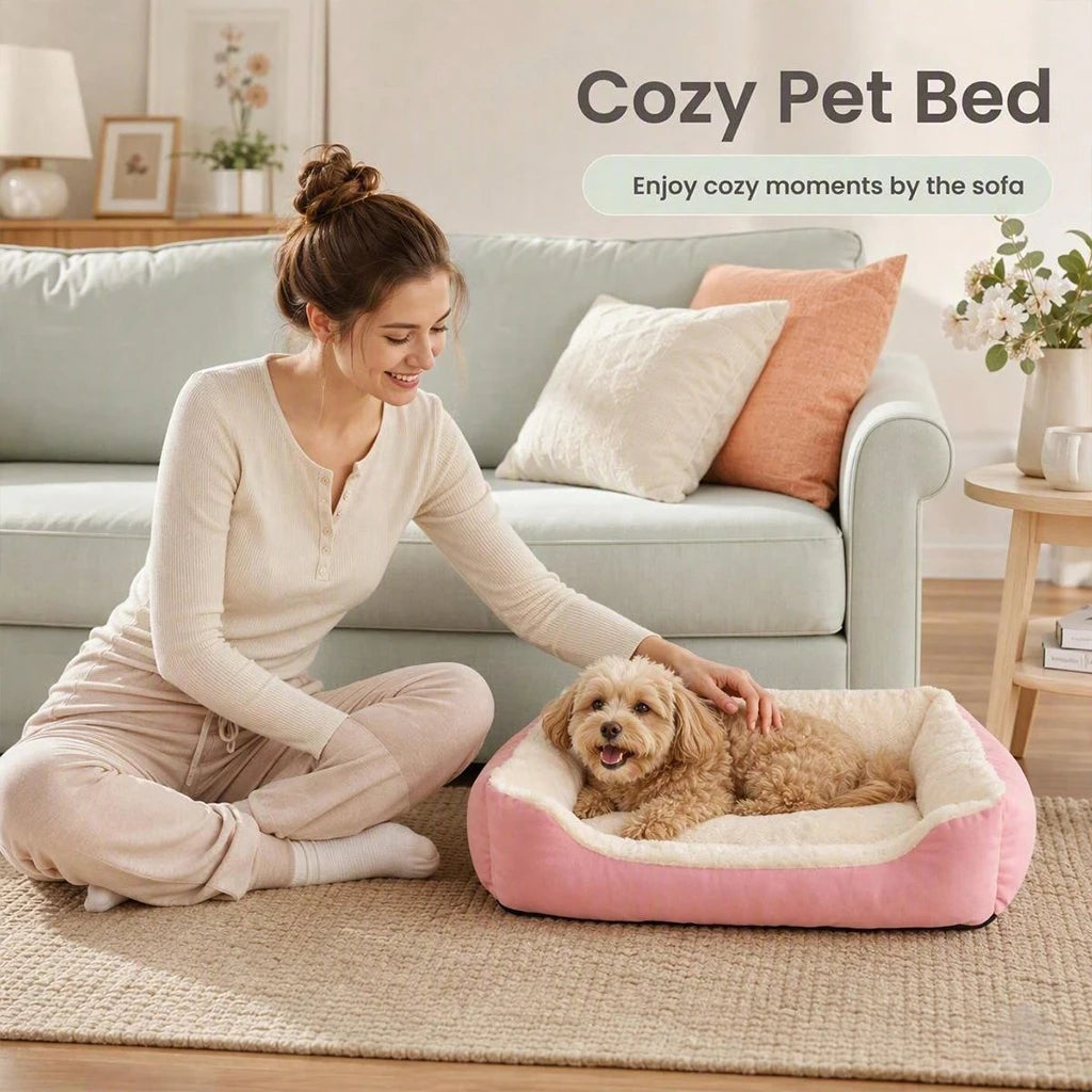 Pet Bed Warm Plush Pet Bed, Soft Corduroy Puppy Sleeping Mat with Raised Edges, Orthopedic Dog Sofa Bed for Small Medium lagre pet