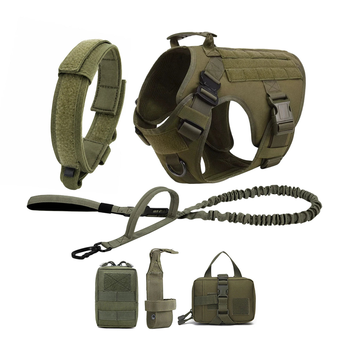 Tactical Dog Harness Collar Leash Molle Pouches For Medium Large Dogs Pet German Shepherd Training Walking Vest Dog Harnesses