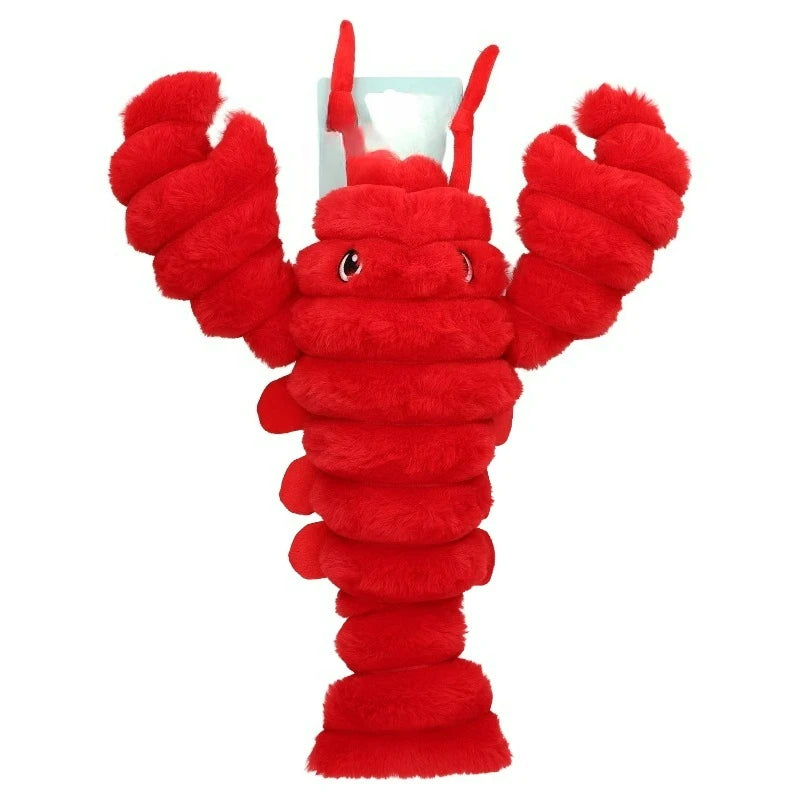 Red Lobster Plush Dog Toy with Squeaker, Chew Level 3