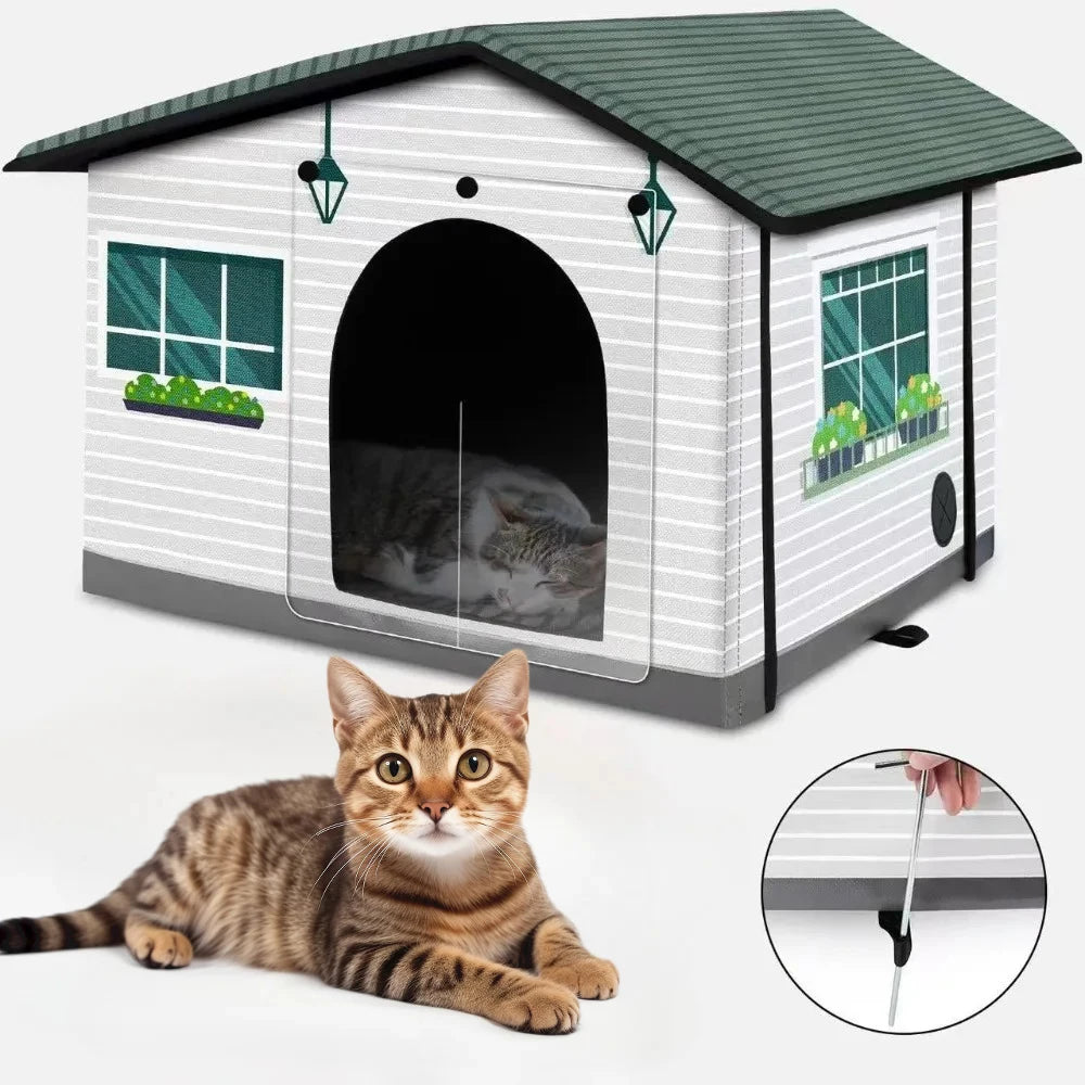Outdoor Cat House Weatherproof Stray Cat dog House Waterproof Outdoor Winter Warm Pet Cave Sleeping Beds Home Foldable Washable