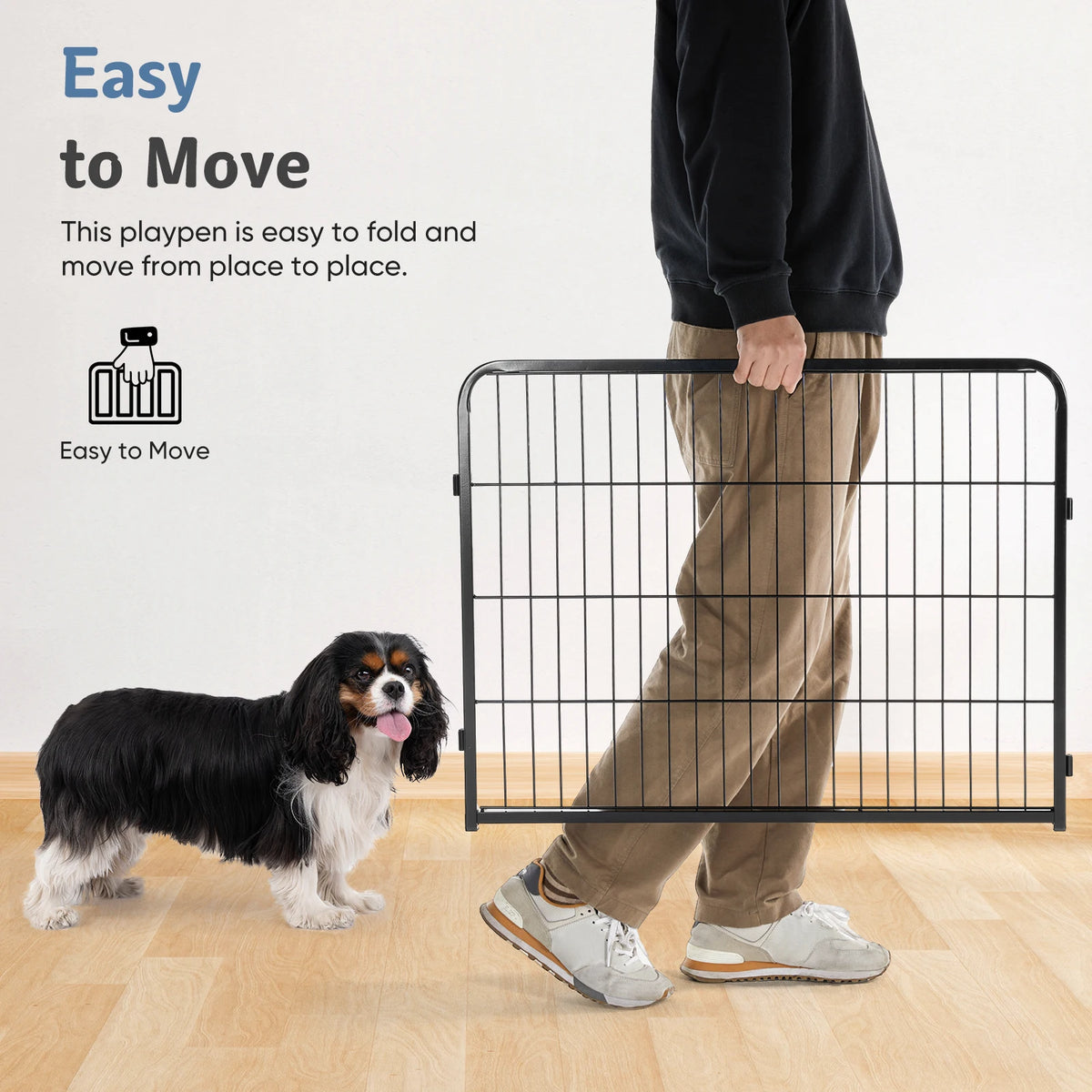JHK Metal 8 Panels Dog Playpen Pet Fence 24 Inch to 32 Inch Foldable Large Dog Puppy Exercise for Yard Gate Camping Outdoor