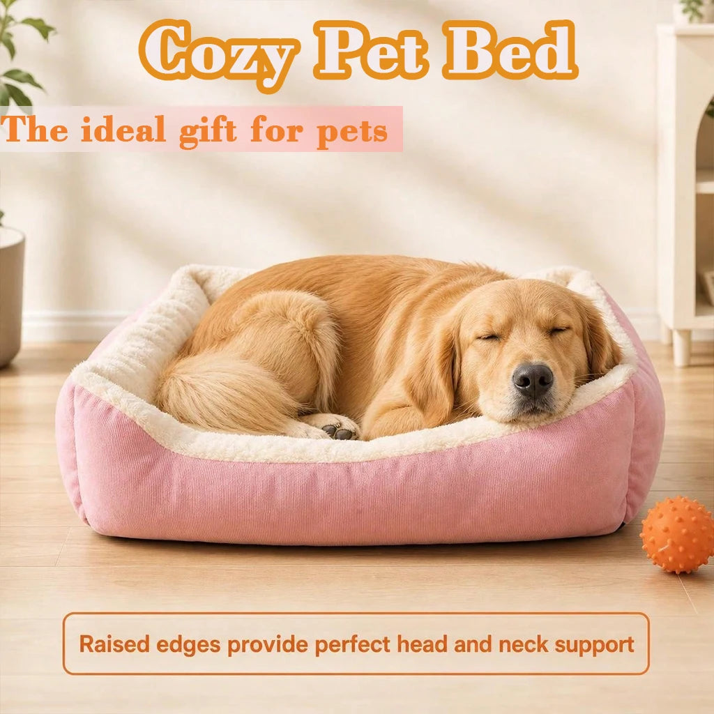 Pet Bed Warm Plush Pet Bed, Soft Corduroy Puppy Sleeping Mat with Raised Edges, Orthopedic Dog Sofa Bed for Small Medium lagre pet