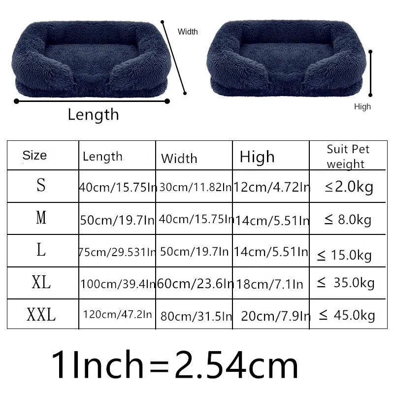 Dog Bed Dog Plush Pet Bed Winter Thickened Pad Dog Sleeping Bed Sofa Removable Pad Dog Small Large Dog Square Kennel
