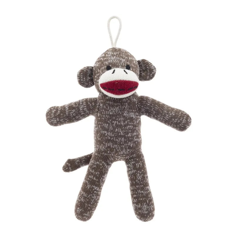 (2 pack)Brown Sock Monkey Plush Dog Toy with Squeaker, Chew Level 1