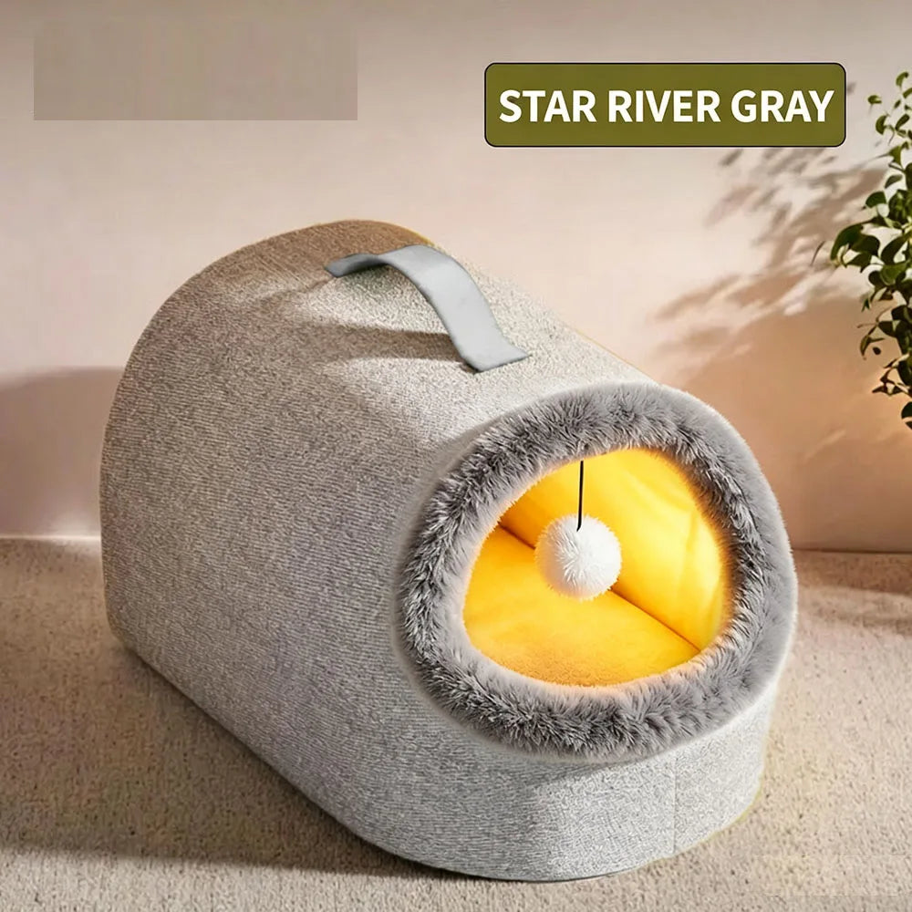 Heated Cat Bed Enclosed Pet House Winter Warm Auto‑Overheat Shut‑Off Resistant Thermal Sleeping Bed For Cats Small Dogs