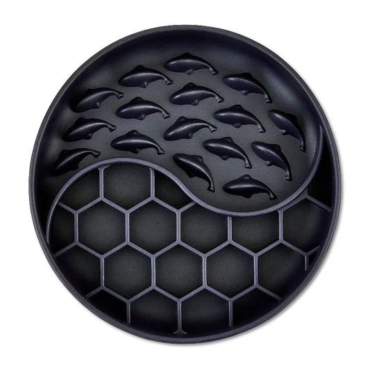 Silicone Slow Feeder Bowl for Pets, Black Fish