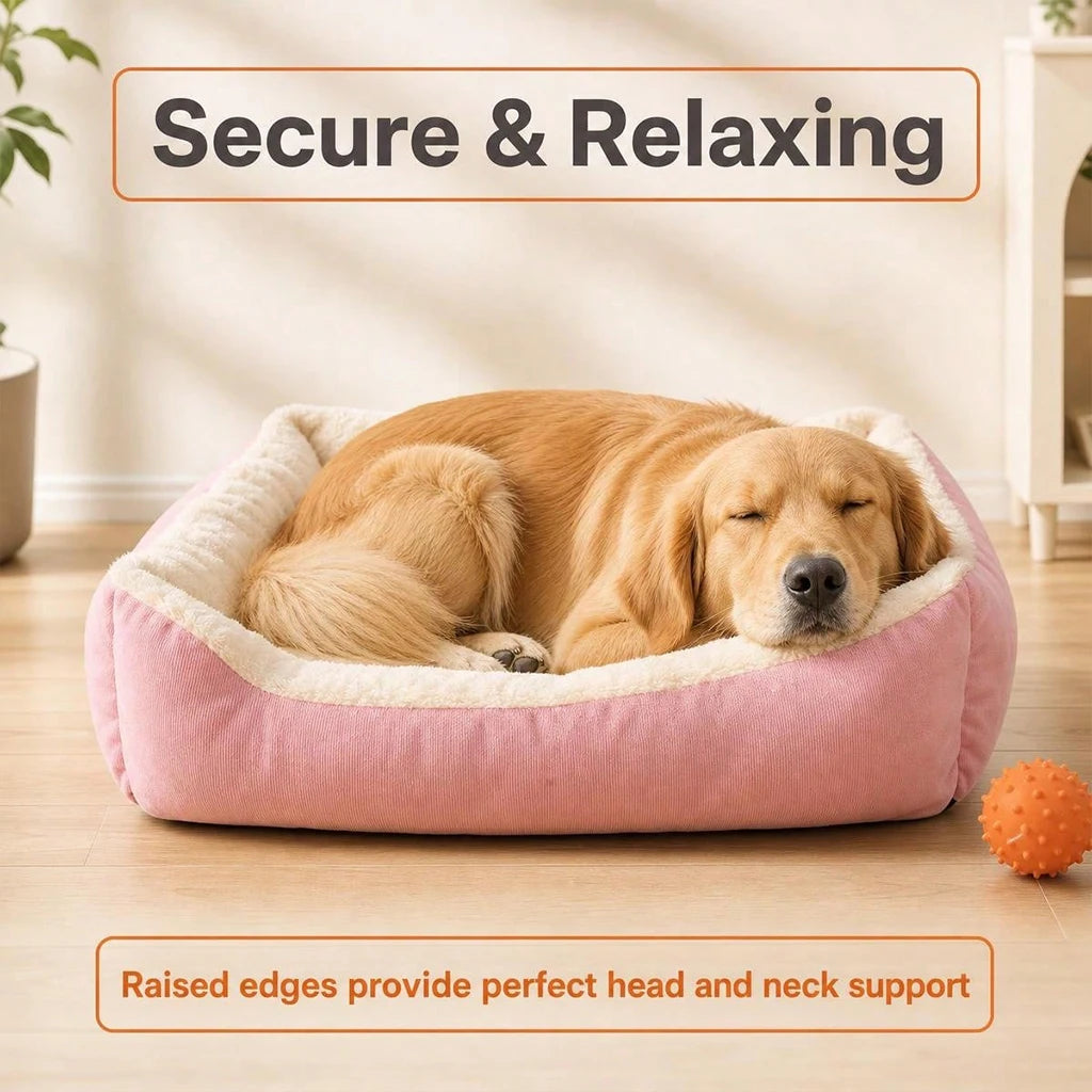 Pet Bed Warm Plush Pet Bed, Soft Corduroy Puppy Sleeping Mat with Raised Edges, Orthopedic Dog Sofa Bed for Small Medium lagre pet