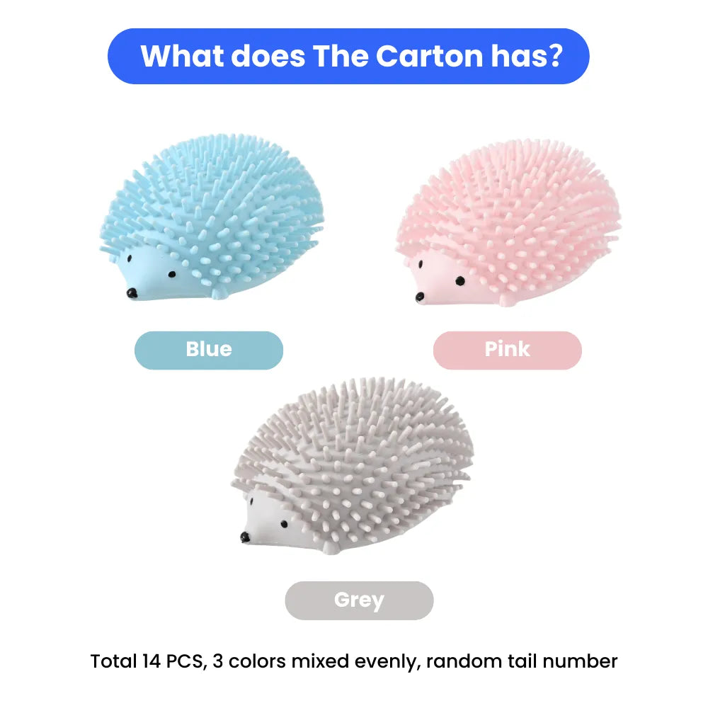14PCS/Carton Catnip Hedgehog Cat Toy 3 Colors Mixed Interactive Chew Scratch Massage Toy Durable Catnip Toys for Cats Kittens