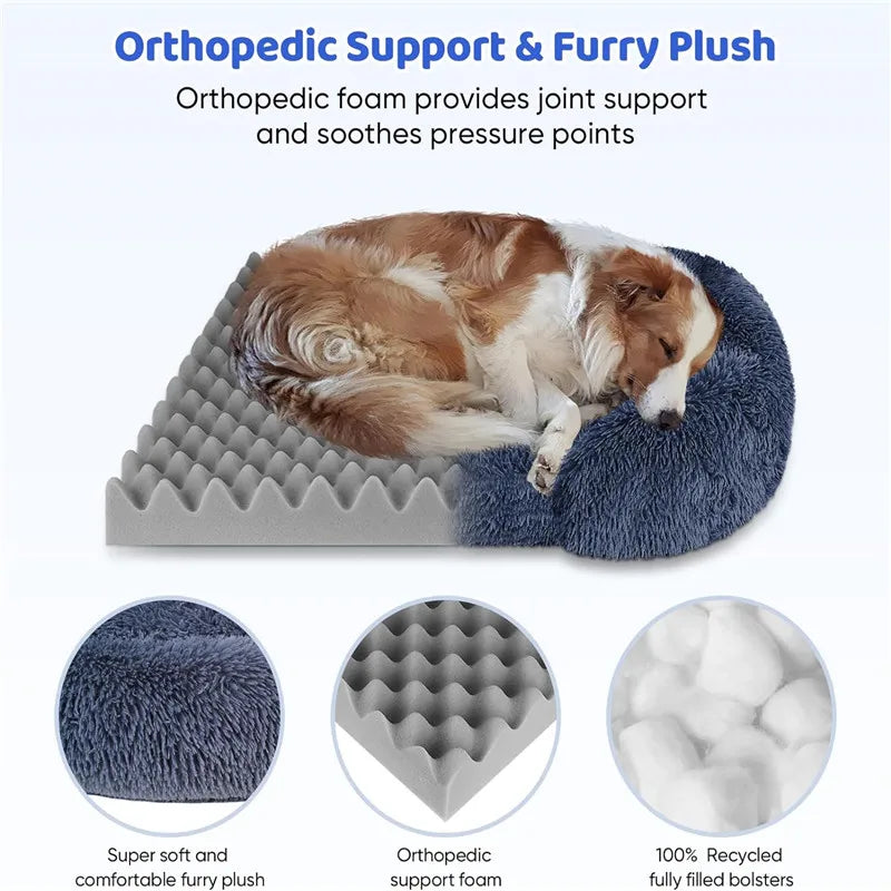Dog Bed Dog Plush Pet Bed Winter Thickened Pad Dog Sleeping Bed Sofa Removable Pad Dog Small Large Dog Square Kennel