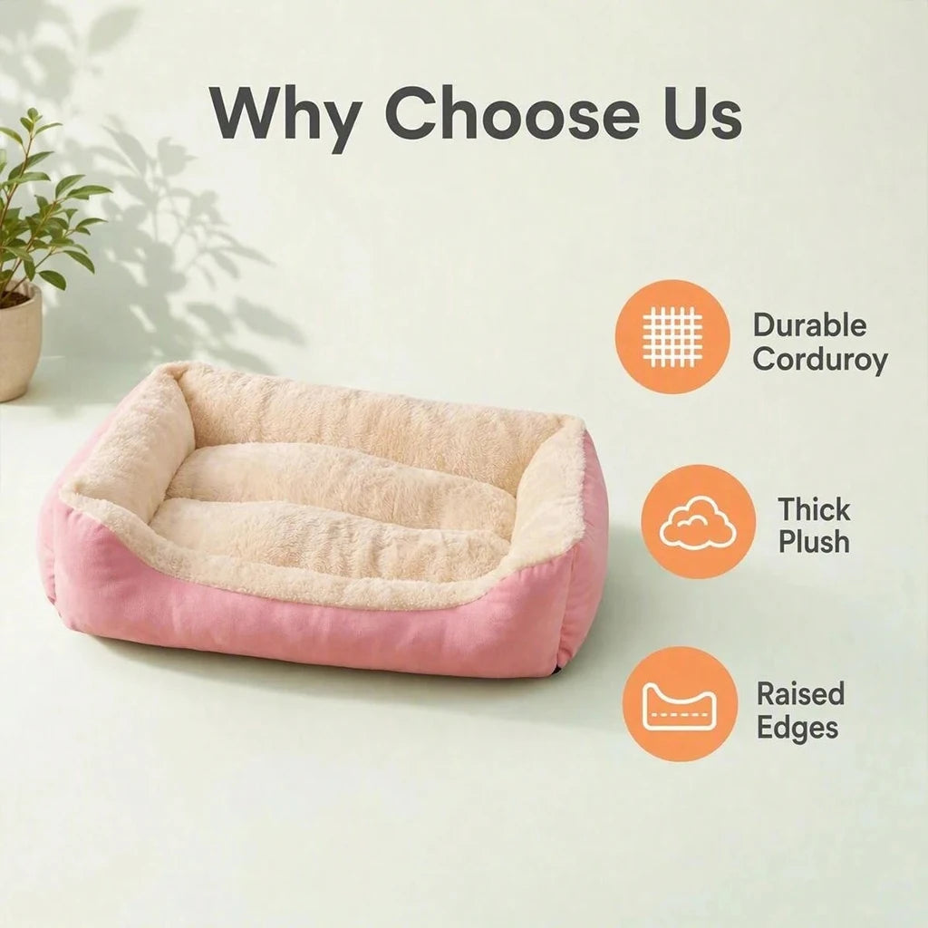 Pet Bed Warm Plush Pet Bed, Soft Corduroy Puppy Sleeping Mat with Raised Edges, Orthopedic Dog Sofa Bed for Small Medium lagre pet