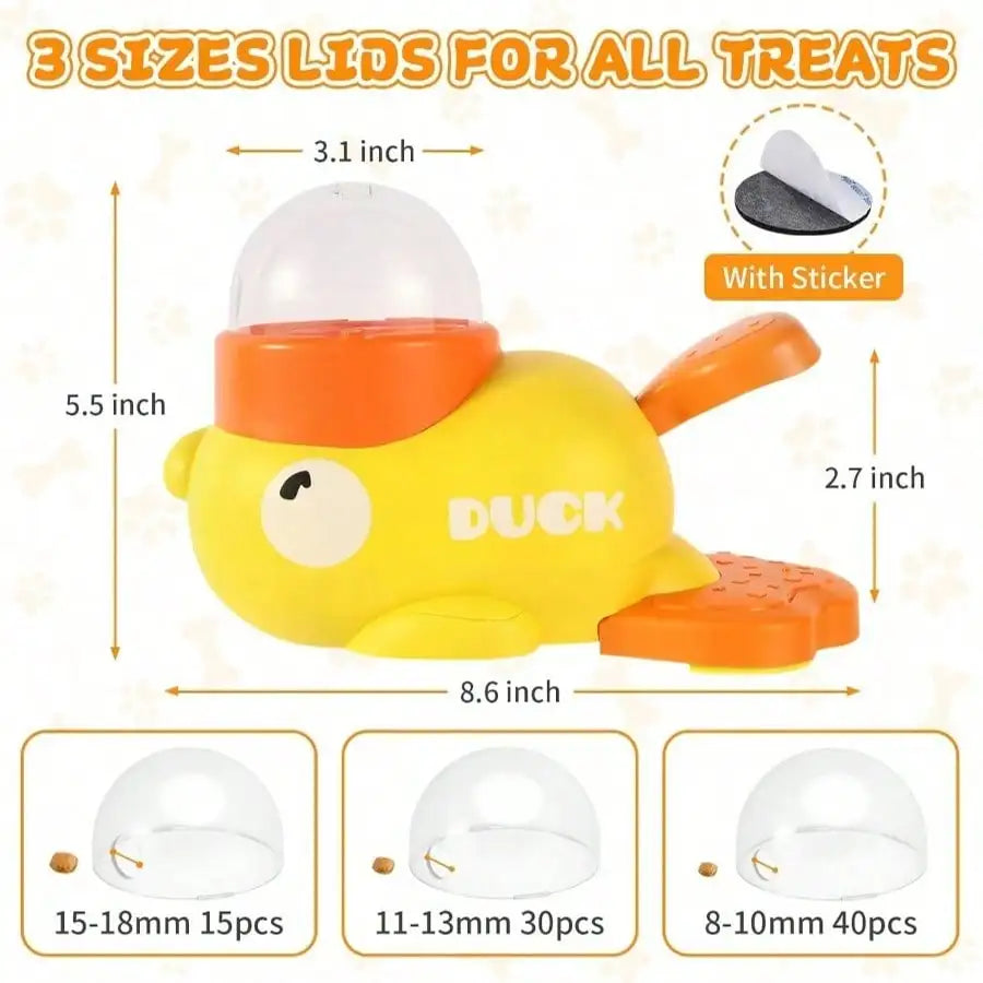 Interactive Duck Shaped Pet Feeding Toy, Durable Plastic Puzzle Feeding Toy, Orange Beak And Feet Design, Battery-Free, Suitable For Small To Large Pets Fun Food Dispensing Game, Sturdy Pet Toy, Pet Feeding Station, Fun Pet D