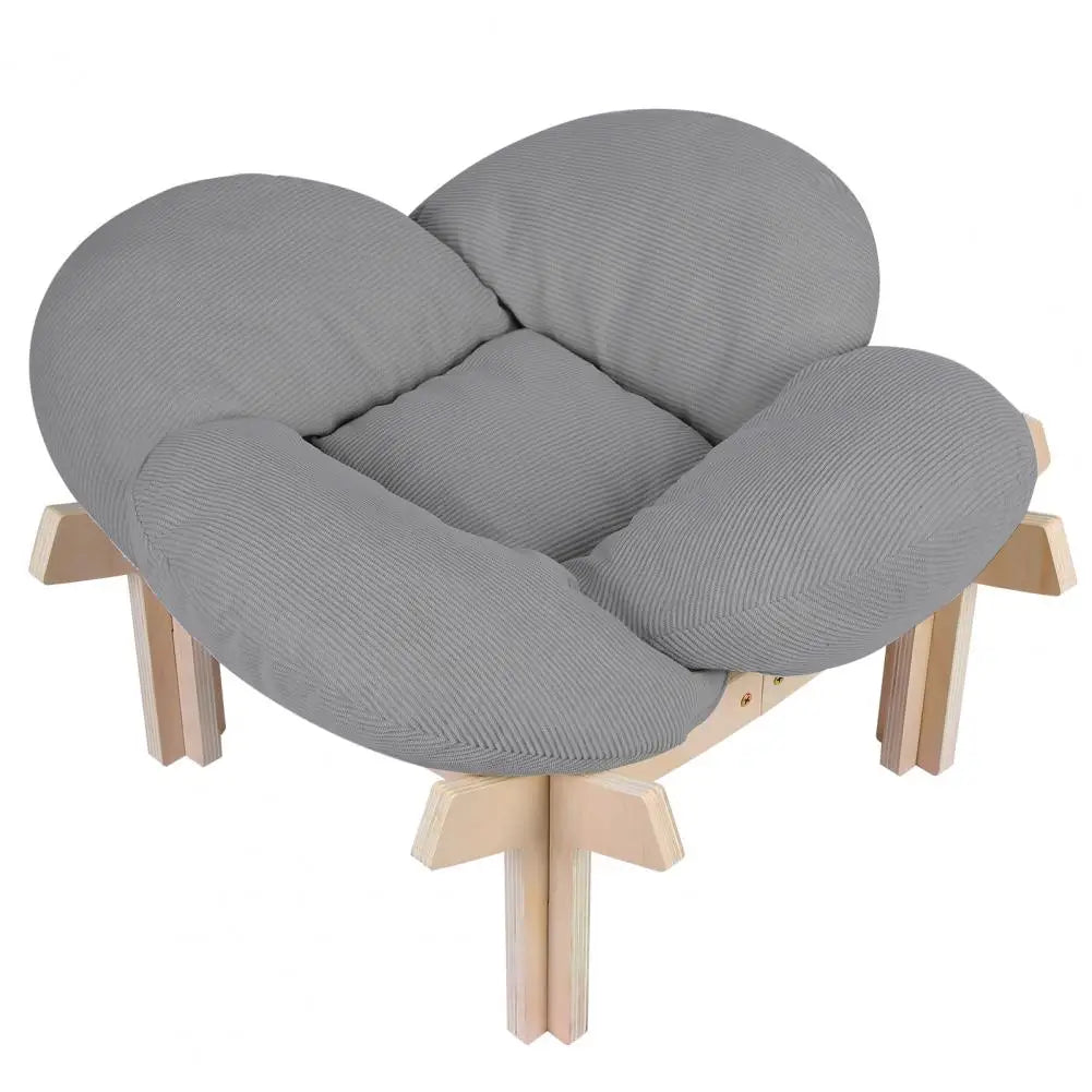 Petal‑Shaped Elevated Wooden Cat Bed Sofa, Raised Pet Lounge Chair with Removable Fluffy Cushion 40lbs Capacity Cats Puppy