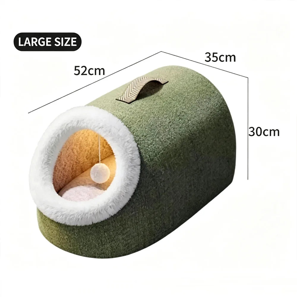 Heated Cat Bed Enclosed Pet House Winter Warm Auto‑Overheat Shut‑Off Resistant Thermal Sleeping Bed For Cats Small Dogs
