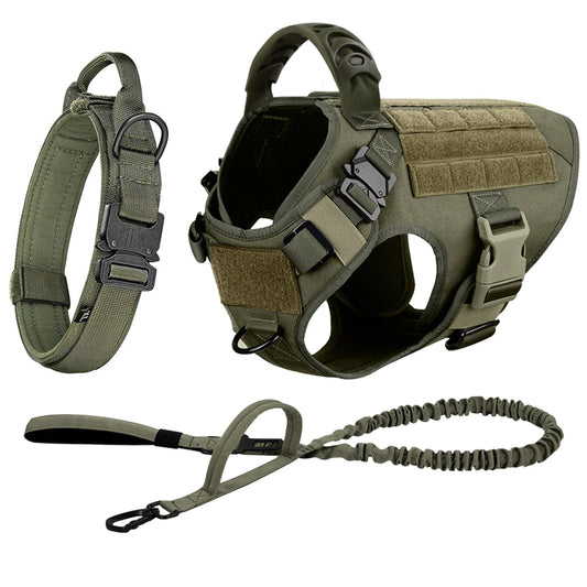 Adjustable Tactical Dog Harness, Collar & Leash Set