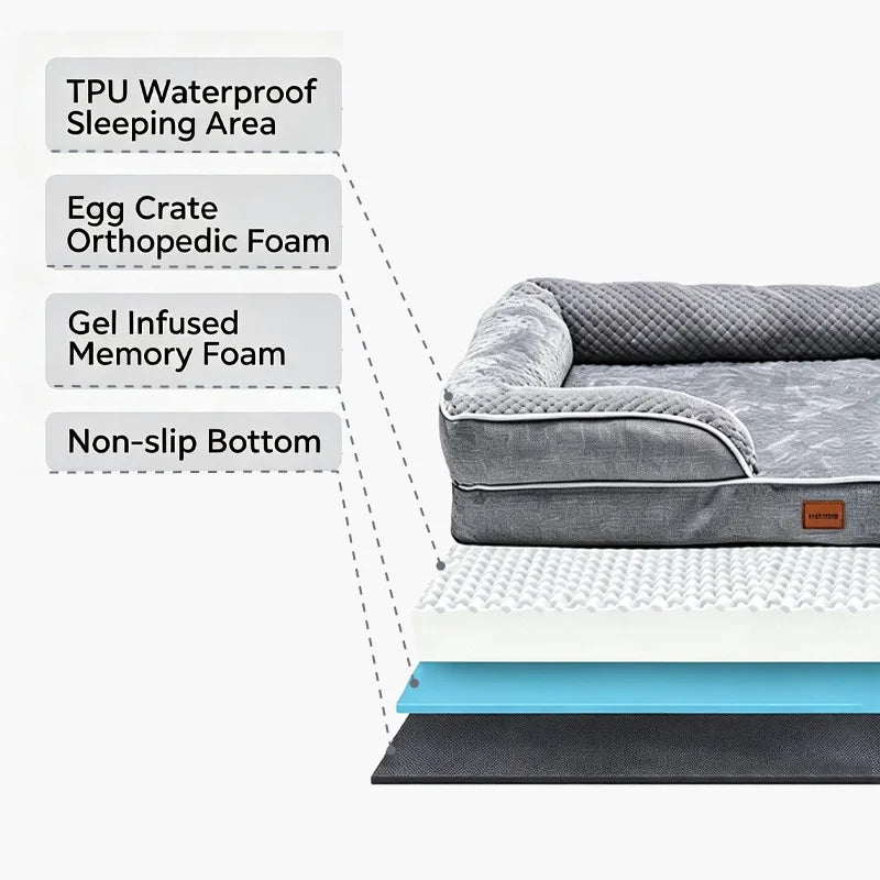 Orthopedic Dog Bed with Memory Foam & Egg-Crate Foam, Washable Waterproof Cover, Non-Slip Pet Couch for Small Medium Dogs, 4 Sizes